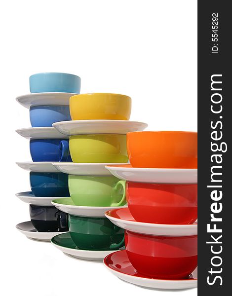 Colorful cups very decorative, isolated. Colorful cups very decorative, isolated