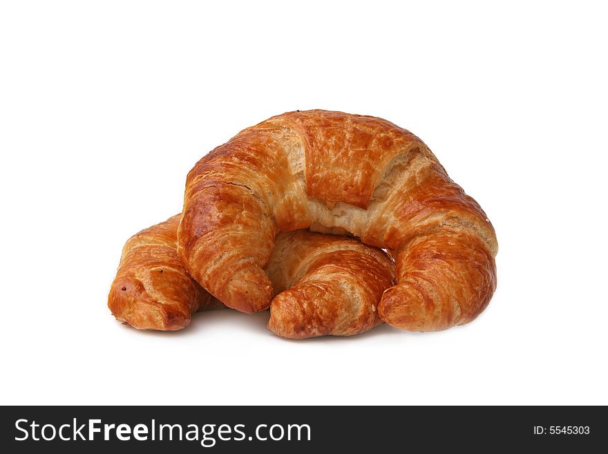 French croissant isolated on white background. French croissant isolated on white background