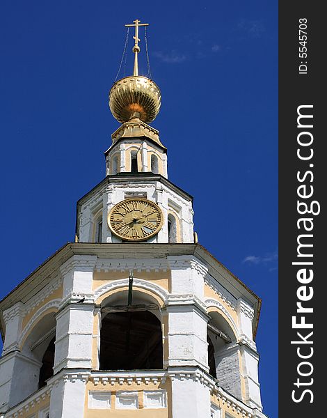 The orthodox church tower with clock, Russia