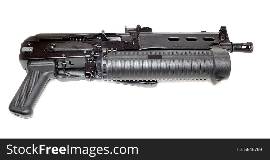 Russian machine gun bizon isolated over a white background