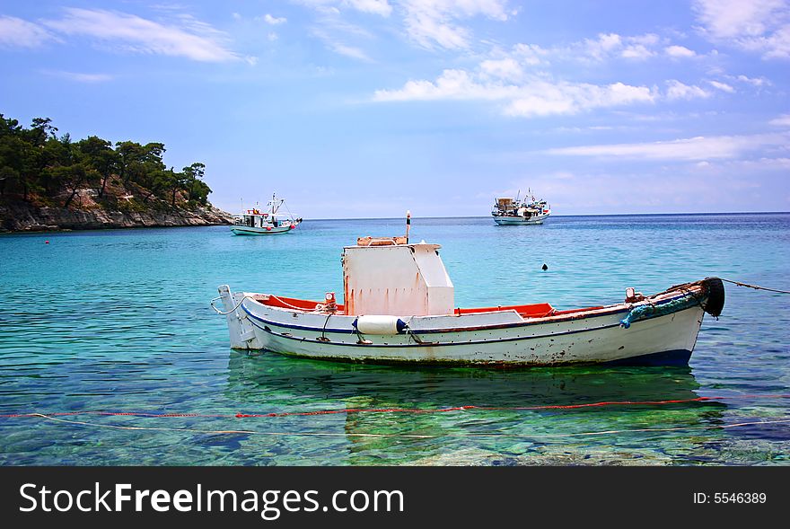 Boat harbor in greece island. Boat harbor in greece island