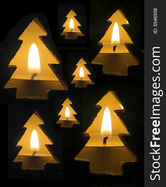 Christmas background - candle and spruce