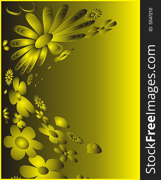 Golden floral background - greeting cad