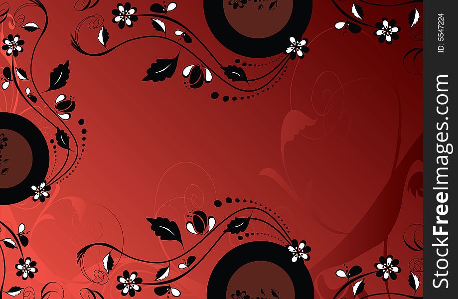 Black and white design ornament on red background