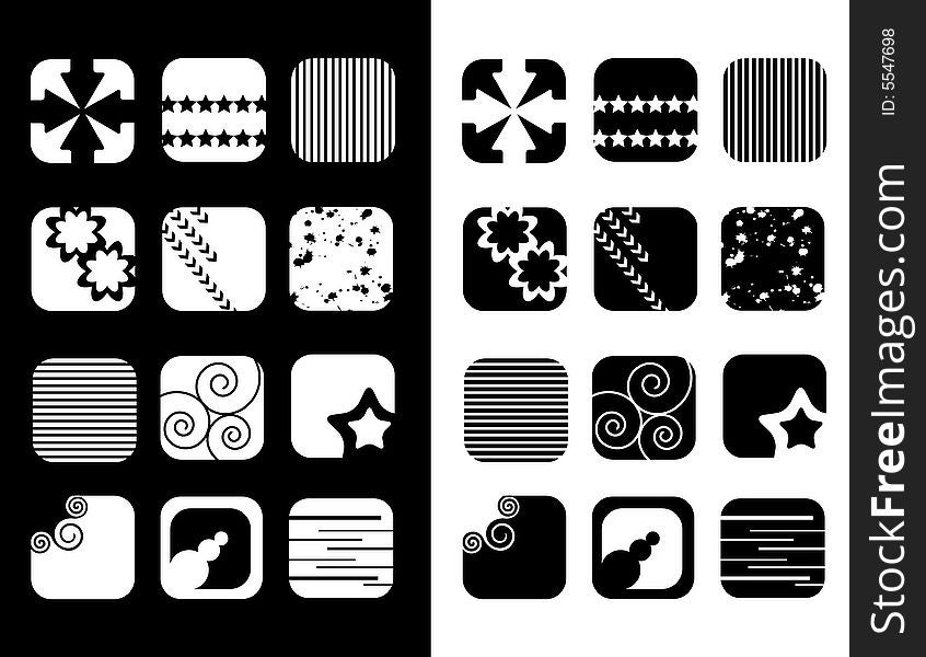 Set of icon in black and white. Set of icon in black and white