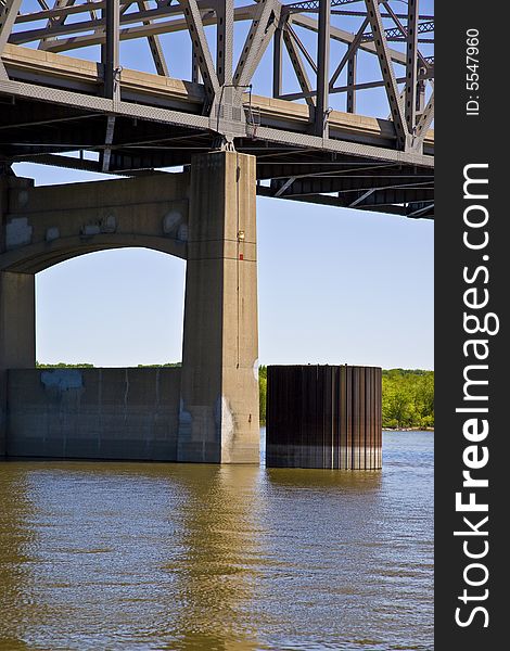 Close-up of Bridge and Pylon. Close-up of Bridge and Pylon