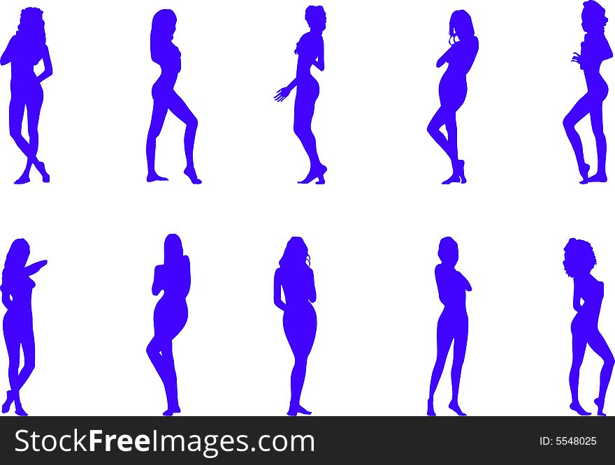 Silhouettes of the naked women