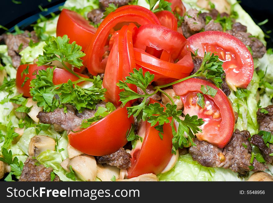 Vegetables and meat salad