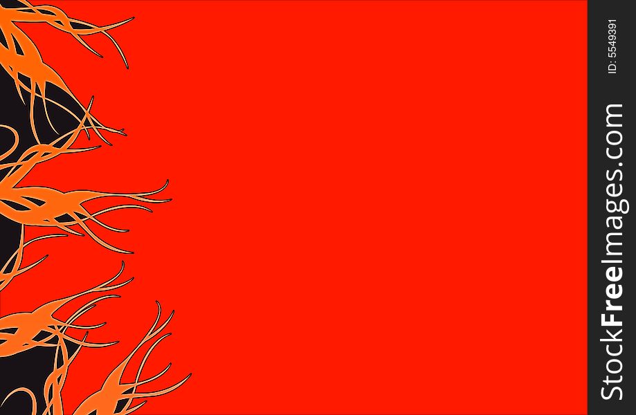 Flamed fire frame background in red