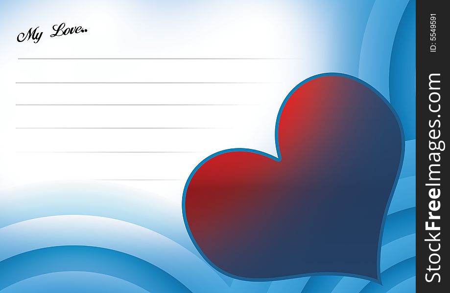 My love letter in red heart background
