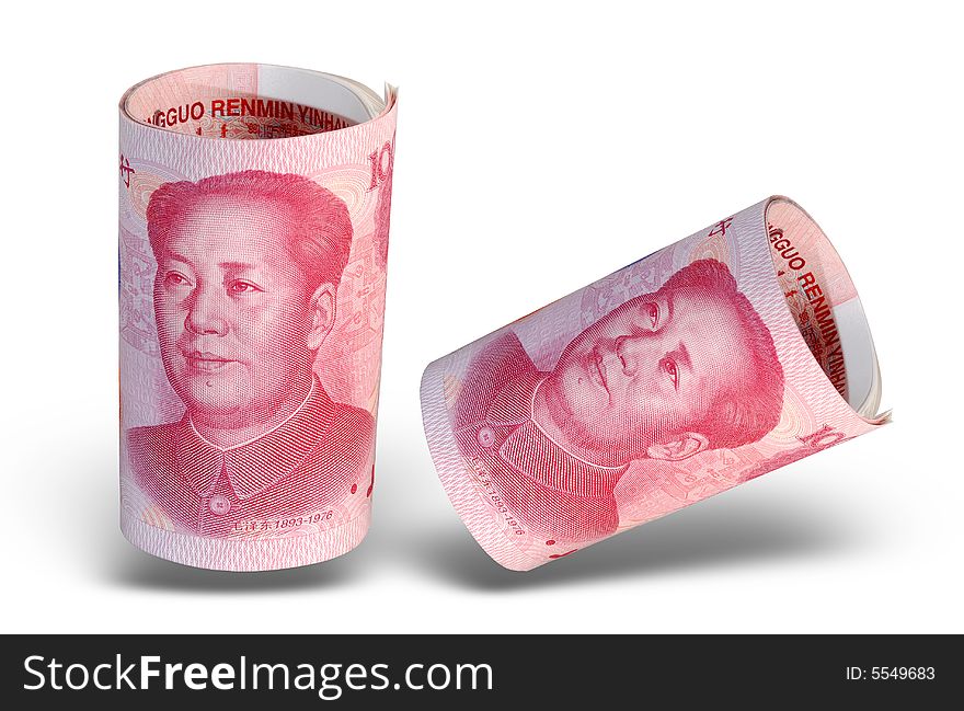 Isolated white background china currency. Isolated white background china currency