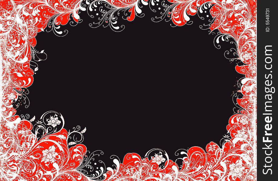 Floral frame in black background