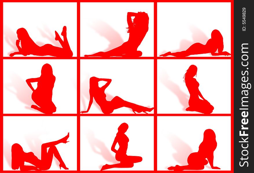 Women silhouettes in different poses and attitudes. Women silhouettes in different poses and attitudes