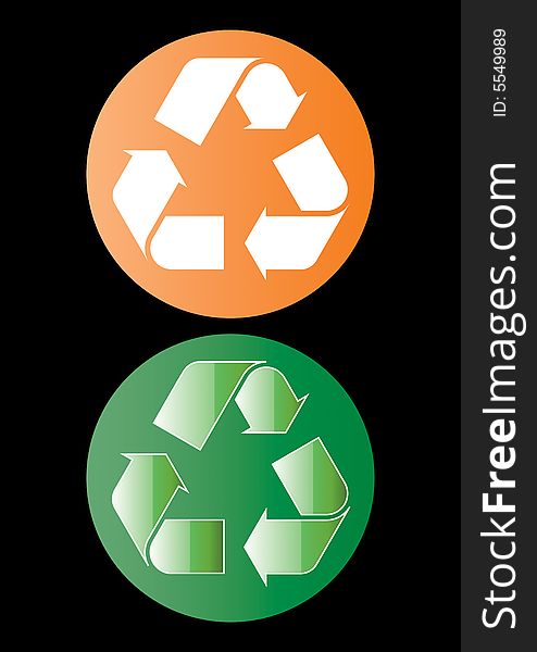 Web2 styled recycle icon in black background