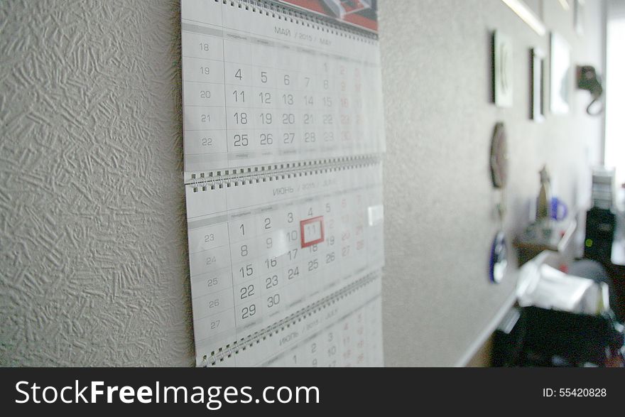 Calendar on the office wall