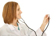 Doctor Woman Holding Stethoscope Royalty Free Stock Image
