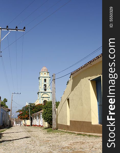 A historicla church in trinidad village at cuba