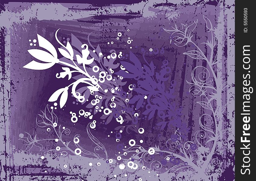 Grunge floral design in violet colors, vector illustration series. Grunge floral design in violet colors, vector illustration series.