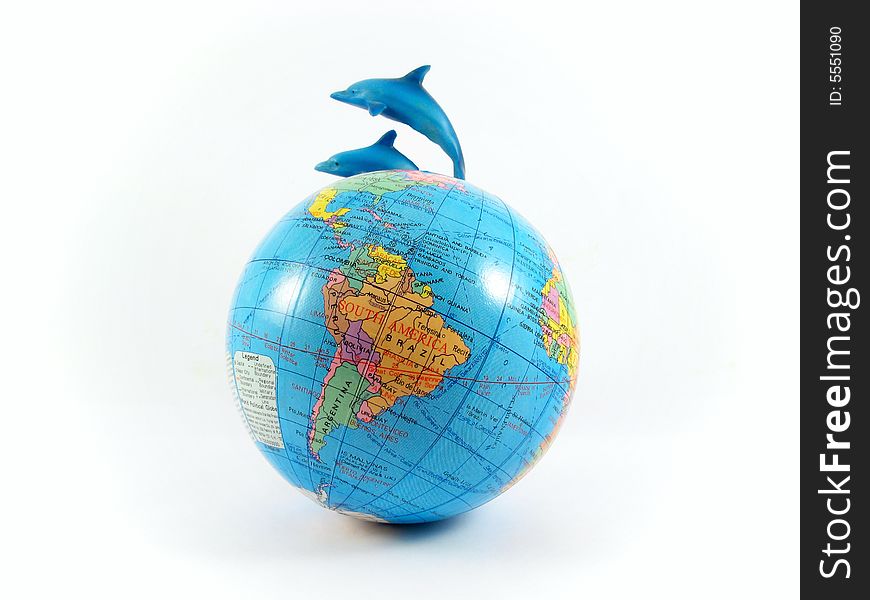 Globe planet dolphin earth environment protection ecology concept