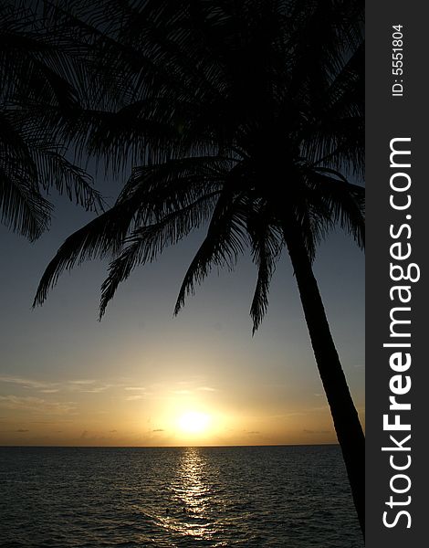 A romantic sunset in Varadero at Cuba