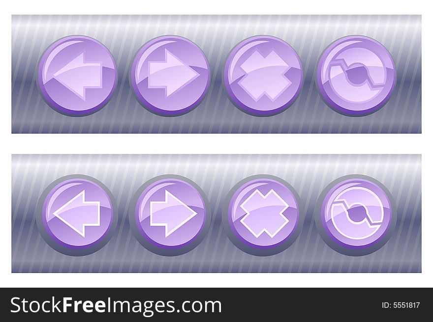 Set Of Violet Browser Buttons, On And Off