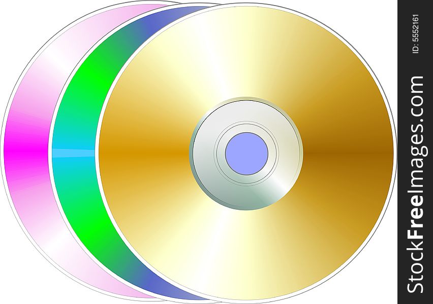 Three bright colour compact disks