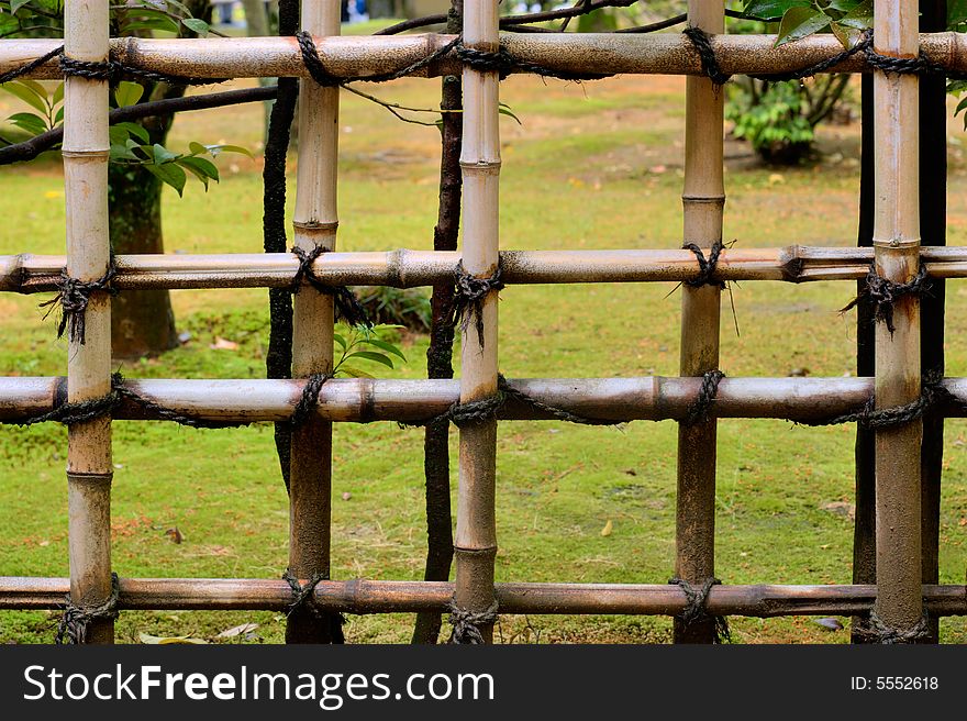 Japan, Kyoto, Bamboo Fence close-up.