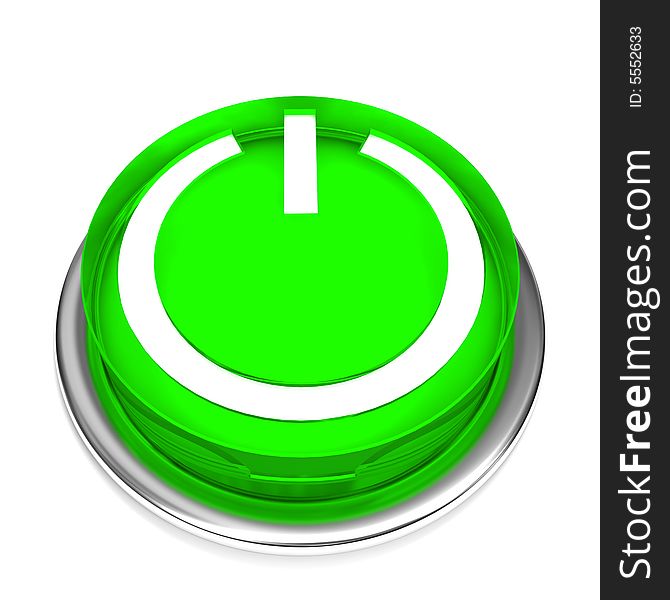 Isolated power green button 01. Isolated power green button 01