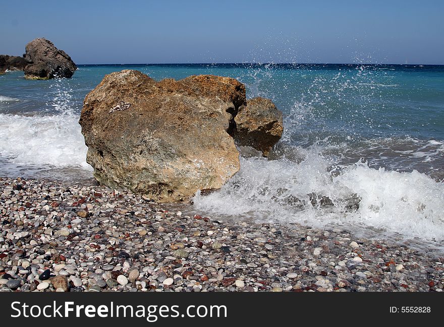 Water waves in the blue sea. Water waves in the blue sea