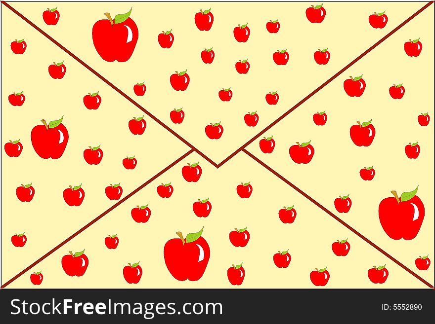 Fynny background with apples that seems a correspondence envelope