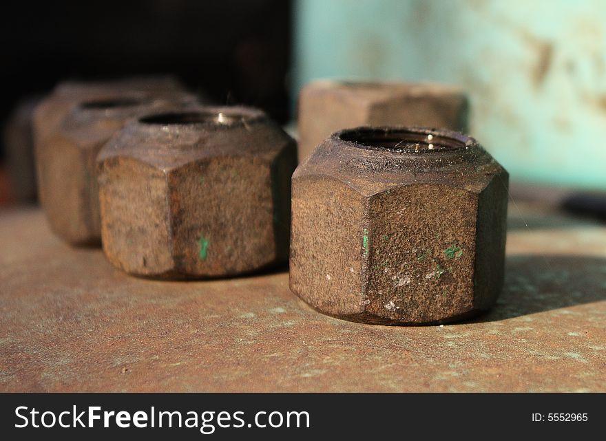 Rusty screw-nuts. High Resolution JPG.