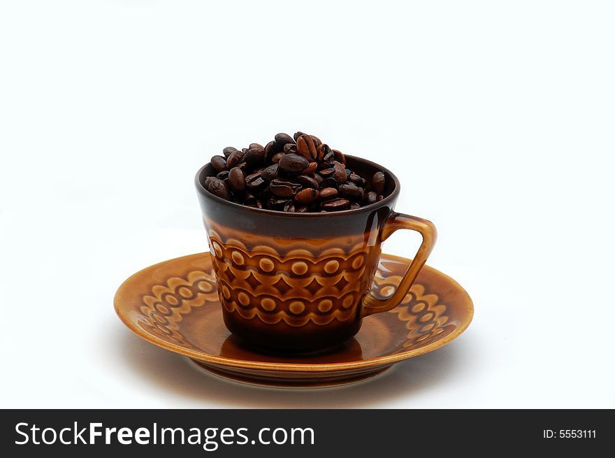 Coffee beans isolated on the white background