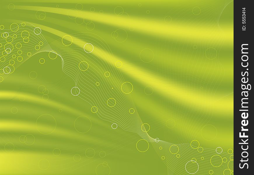 Green and Yellow abstract background with waves and circles, illustration. Green and Yellow abstract background with waves and circles, illustration.