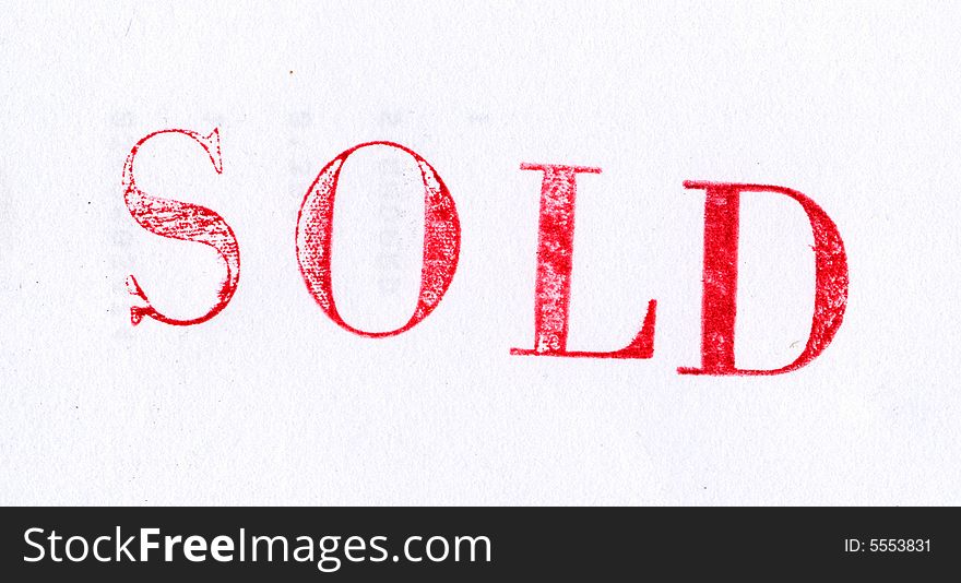 Red ink stamp on white background, sold 02