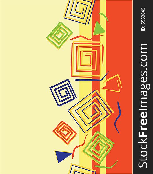 Abstract figure with spiral elements of different color. Abstract figure with spiral elements of different color