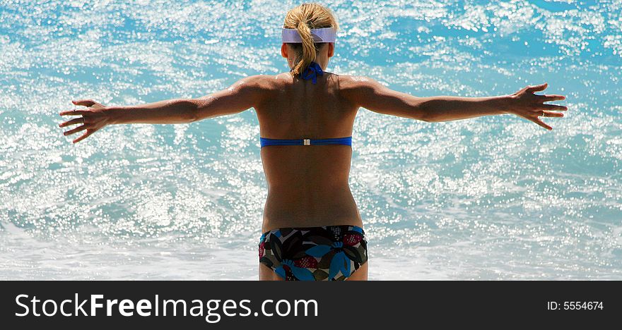 Bikini girl on the seafront. Bikini girl on the seafront