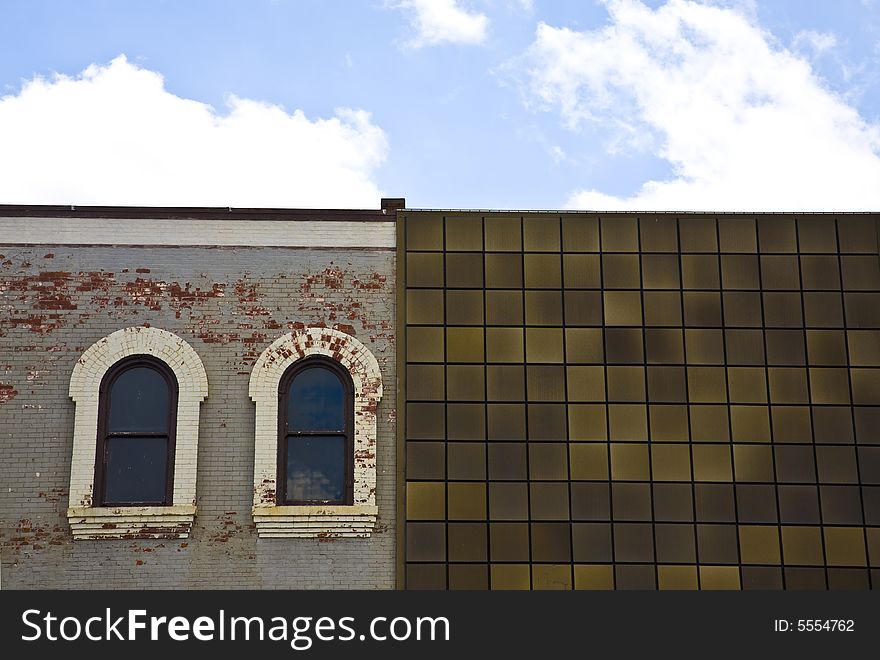 Upper story of conjoined buildings. Upper story of conjoined buildings