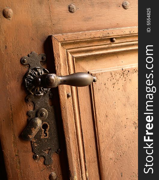 Wooden Door with Brass Handle