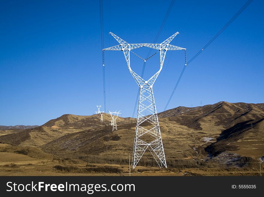 High-tension pole in the mountain of China