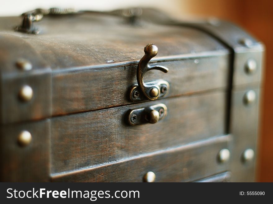 Wood chest with decoration for personal things