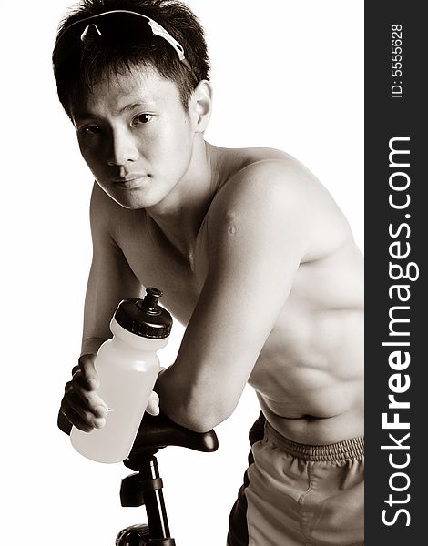 Muscular asian athlete