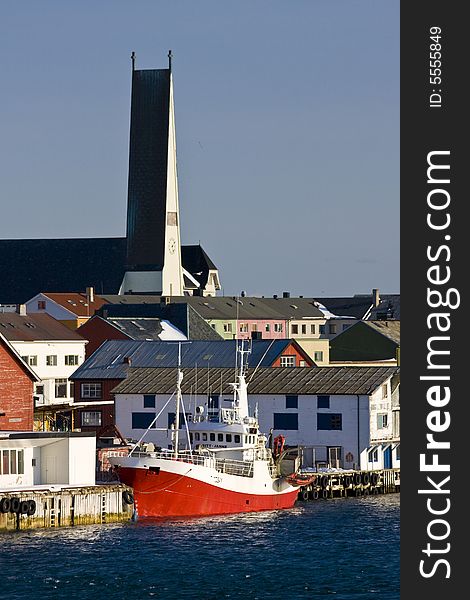 Church tower at the port