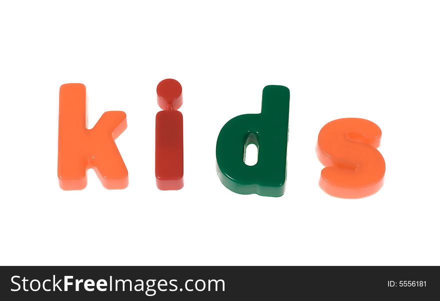 Word the kids from blocks, photo on white background