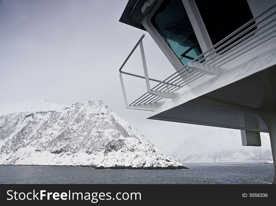 Bridge of a cruise ship, Arctic ocean