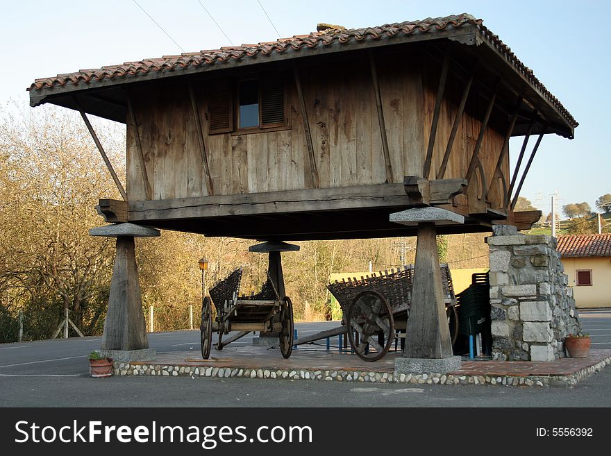 Typical asturian village house, lifted. Typical asturian village house, lifted