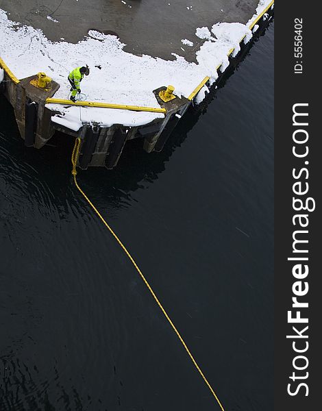 Dock labourer at the dock, Norway