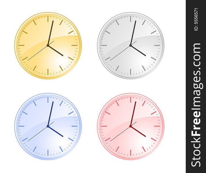 Four clock on a white background