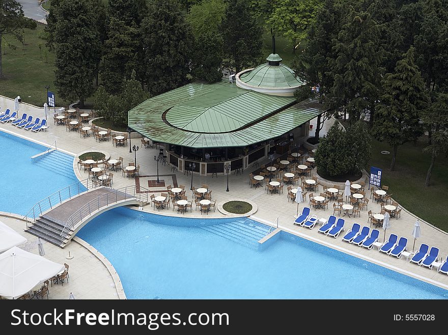 Chairs by swimming pool side. Chairs by swimming pool side