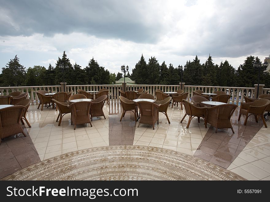 Chairs by swimming pool side. Chairs by swimming pool side