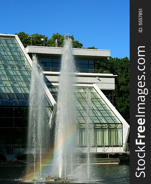 Fountain with rainbow